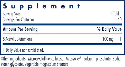Allergy Research Group Acetyl-Glutathione 100 mg 60 Count