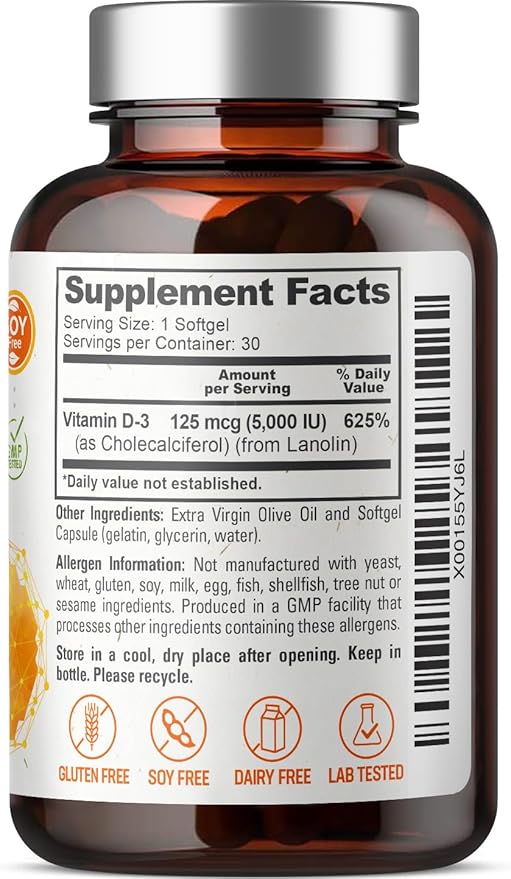 biophix Vitamin D-3 5000 IU 30 Softgels K2