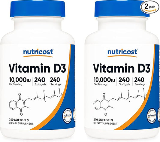 Nutricost Vitamin D3 10,000 IU, 240 (2 Bottles)