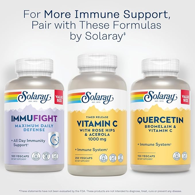 SOLARAY Vitamin C with Rose HIPS 1000mg | 24-Hour Immune 250 Ct.