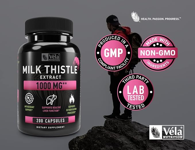 Milk Thistle Extract 1000mg Capsules 200 Servings 3rd Party