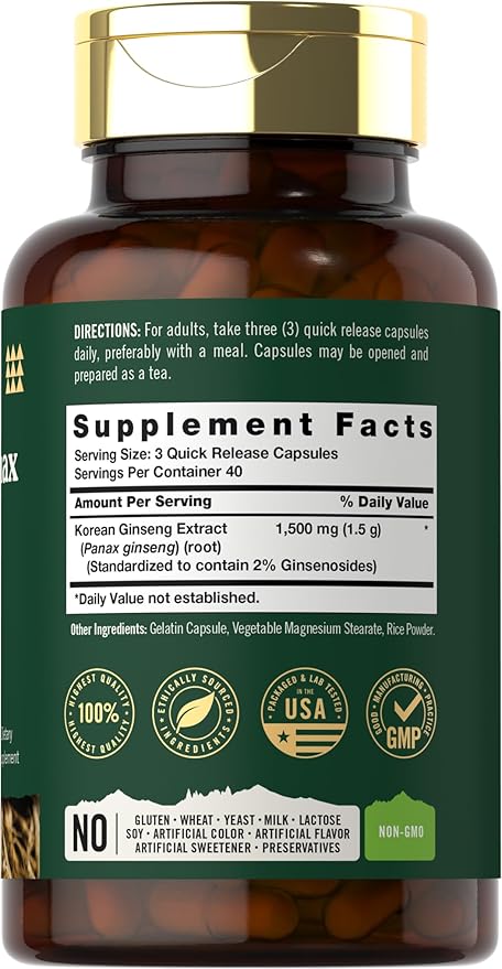 Carlyle Korean Panax Ginseng 1500mg | 120 Capsules