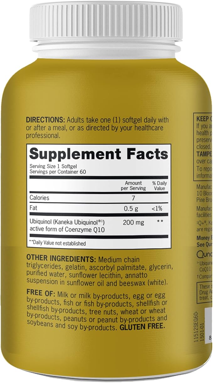 Qunol Ubiquinol CoQ10 200mg Softgels, Powerful CoQ10, 60ct 60ct Softgels