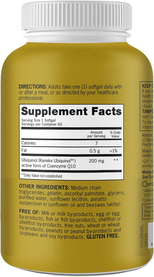 Qunol Ubiquinol CoQ10 200mg Softgels, Ubiquinol 200mg Q10, Antioxidant 60 Count 2)