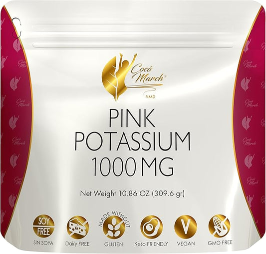 Pink Potassium Powder by Cocó March – Supports Heart Health, Muscle Function, and Bone Health. Gluten Free, Dairy Free, Non-GMO, Soy Free, Vegan, Keto Friendly – 10.86 oz (309.6 g)