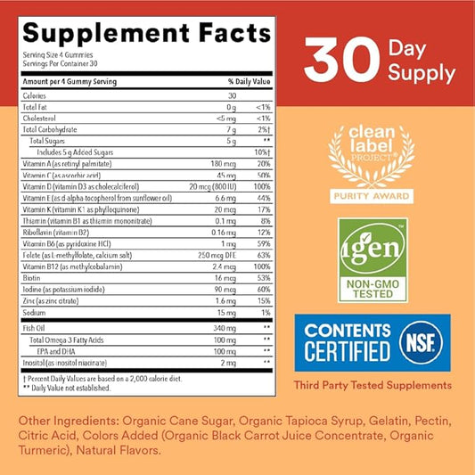 SmartyPants Kids Multivitamin Gummies & Kids 3 Fish 30 Day