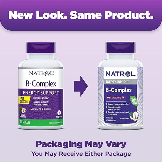 Natrol Fast Dissolve B-Complex, Dietary Supplement 90 Tablets, 30 Day
