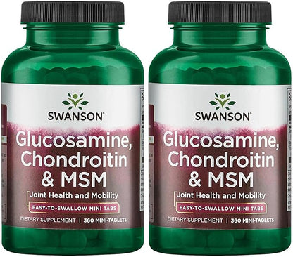 Swanson Mini-Tabs Glucosamine Chondroitin & Msm 750/600/300 Milligrams 360 Tabs 2 Pack
