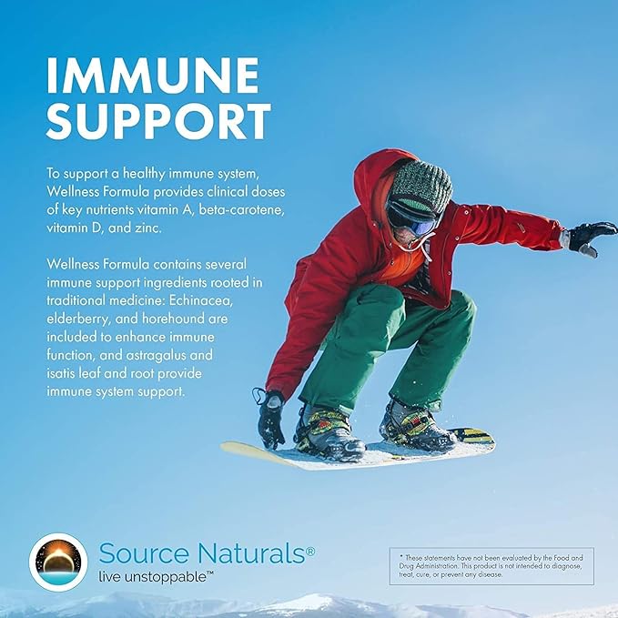 Source Naturals Wellness Formula, Advanced Immune Support*, Bio-Aligned Vitamins & Herbal Defense - Immune System Support Supplement & Immunity Booster - 120 Capsules