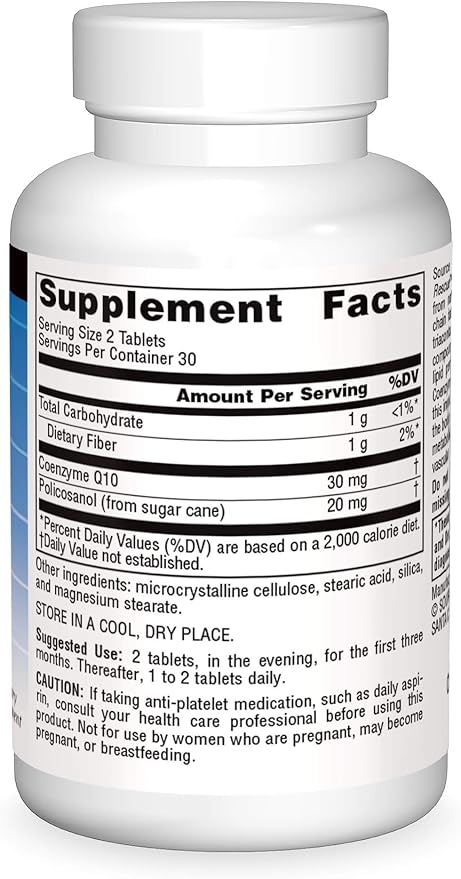 Source Naturals Policosanol with Coenzyme Q10 10 Mg 60 Count