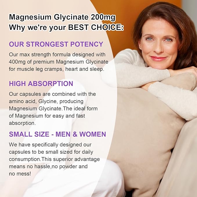 High Absorption Magnesium Glycinate 400mg Softgels 400 mg 100mg Calcium D3 & K2, for