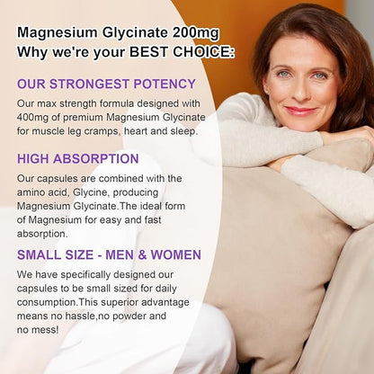 High Absorption Magnesium Glycinate 400mg Softgels 400 mg 100mg Calcium D3 & K2, for