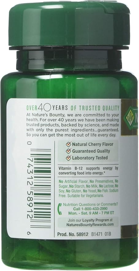 Nature's Bounty Vitamin B-12 5000 mcg, 40 Quick 3)