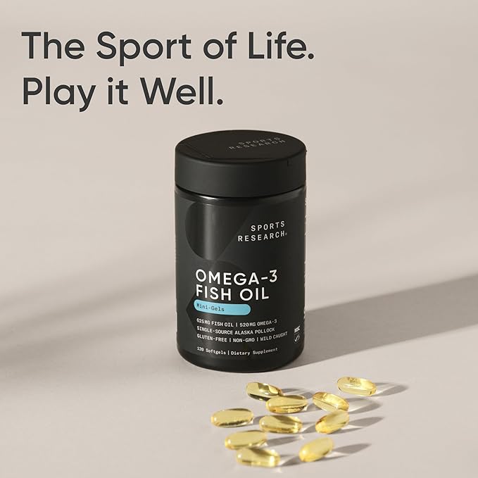 Sports Research Fish Oil Mini-Softgels Omega-3 Fatty 625mg, 120 120 Capsules