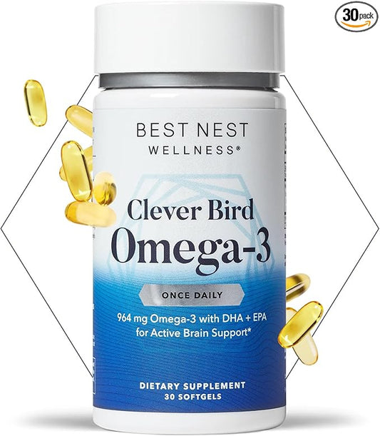 Best Nest Wellness Omega 3 Fish 956mg, Gluten 3 Supplement, 30 Softgels