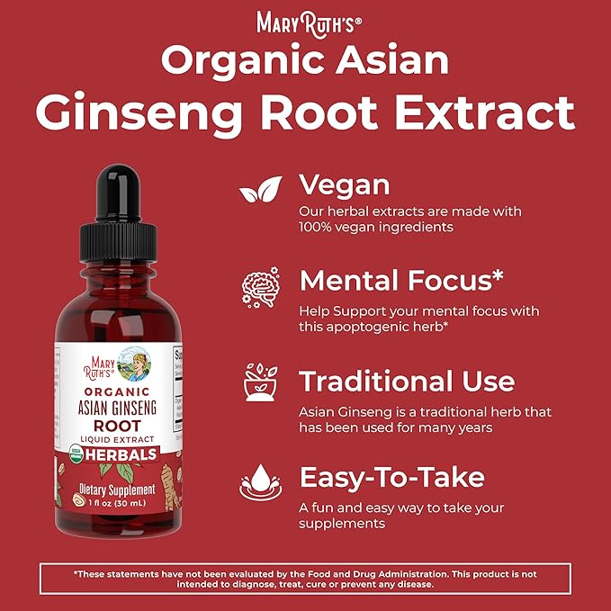 MaryRuth Organics Herbal Supplement Drop, Antioxidant, 1, Ginseng 1 Fluid