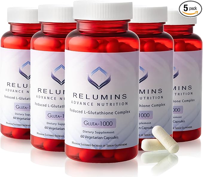 Relumins L Glutathione Supplement Complex 1000mg Complex 60 Caps 5 Bottles