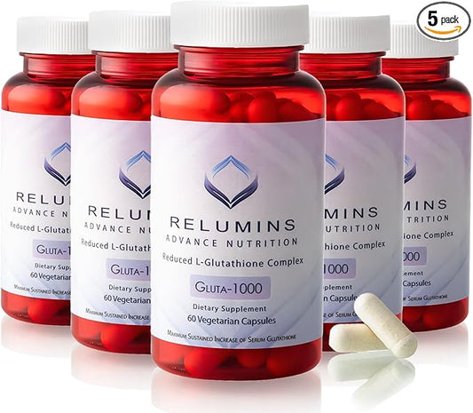Relumins L Glutathione Supplement Complex 1000mg Complex 60 Caps 5 Bottles