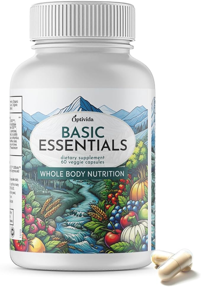 OPTIVIDA- Whole Food Multivitamin & Minerals All Natural Fruits & Vegetables | Probiotics, Prebiotics, and Postbiotics | Immune, Gut, Mind, Energy & More (60 Capsules)