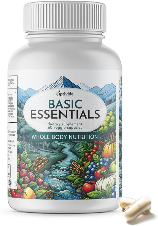 OPTIVIDA- Whole Food Multivitamin & Minerals All Natural Fruits & Vegetables | Probiotics, Prebiotics, and Postbiotics | Immune, Gut, Mind, Energy & More (60 Capsules)