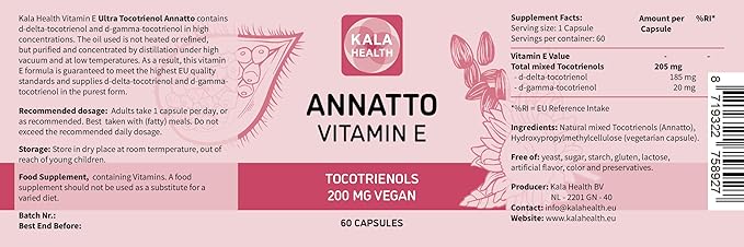 Kala Health Annatto Tocotrienols Vegan Vitamin 200mg - (60)