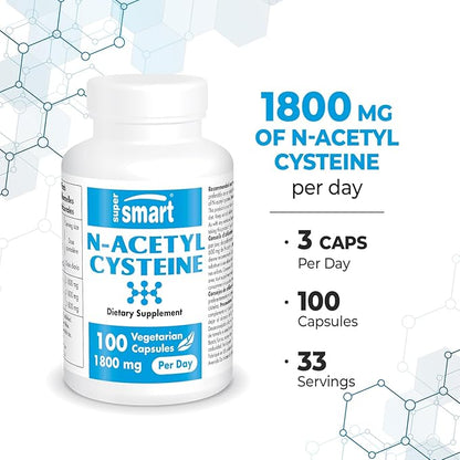 SuperSmart - N-Acetyl Cysteine 1800mg per 100 Vegetarian
