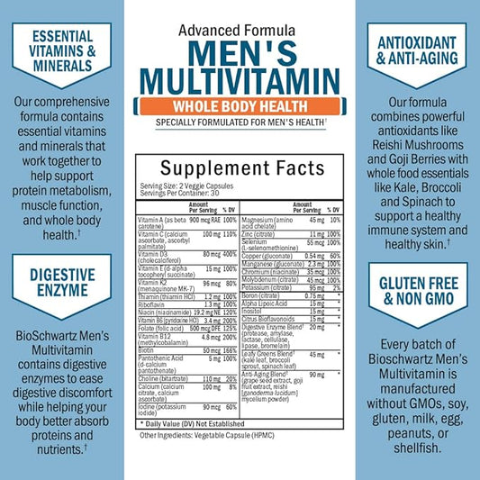 Men's Multivitamin with Vitamin C A D3 E -60 Ct