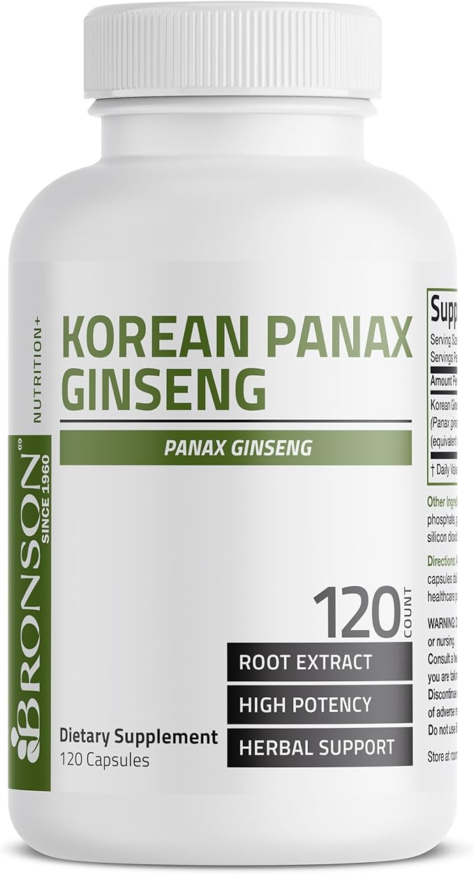 Bronson Korean Panax Ginseng Supports Energy, 120 Capsules