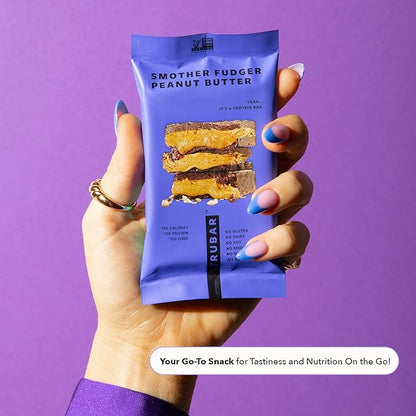 TRUBAR Vegan Protein Bar, Smother Fudger Peanut Butter, Gluten Free, Plant Based, High Fiber, Dairy Free, Low Fat, Non GMO, No Sugar Alcohols, 12G Lean Protein, 13G Fiber, Healthy Snack Bars, 12 CT