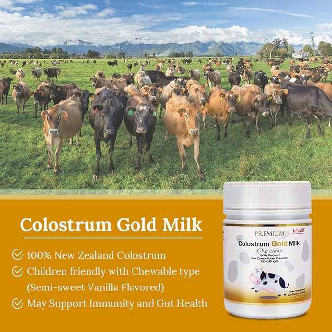 (Pack of 2) Hi Well Premium Grass-Fed Colostrum Gold Milk 200Tablets