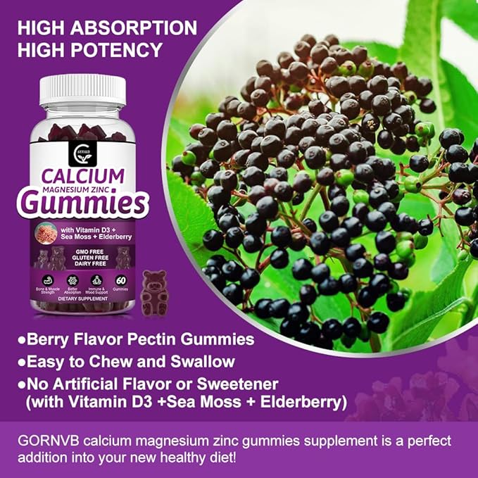 Calcium Magnesium Zinc Gummies with High D3 -