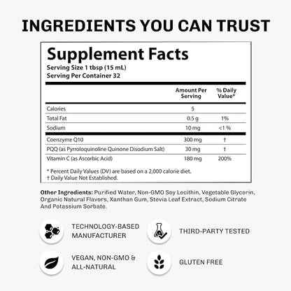 Aurora Nutrascience, Mega-Liposomal CoQ10/PQQ+ Vitamin C, Gluten Free, Non-GMO, Sugar Free, Organic Fruit Flavor, 16 fl oz (480 mL)