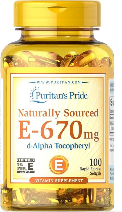 Puritan's Pride Vitamin E-670 mg 100% Natural-100 Softgels(Package