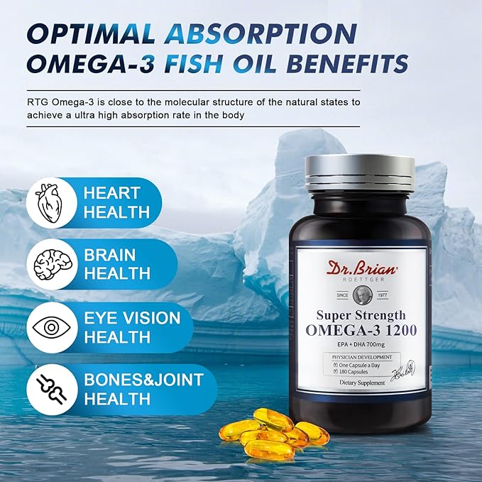 Dr.Brian Omega 3 Fish Oil Supplements, 3 Wild 1200mg with Flavor(180 Softgels)