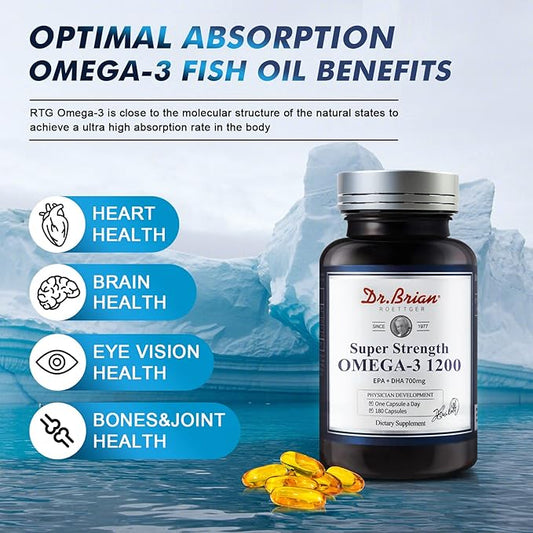 Dr.Brian Omega 3 Fish Oil Supplements, 3 Wild 1200mg with Flavor(180 Softgels)