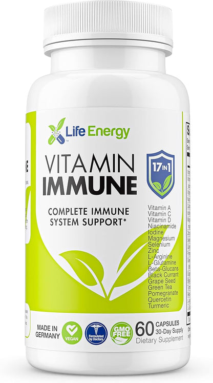17 in 1 Complete Immune Support Supplement | Immune Boost with Vitamin C, Vitamin D, Vitamin A, Zinc, Quercetin, Turmeric, Green Tea, Selenium | Daily Immunity Support Supplement for Adults - 60 Count
