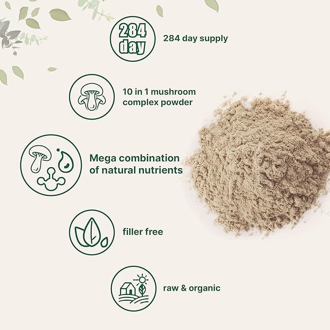 Micro Ingredients Organic Mega Mushroom 10 1 Complex 10 Ounce (284 Days