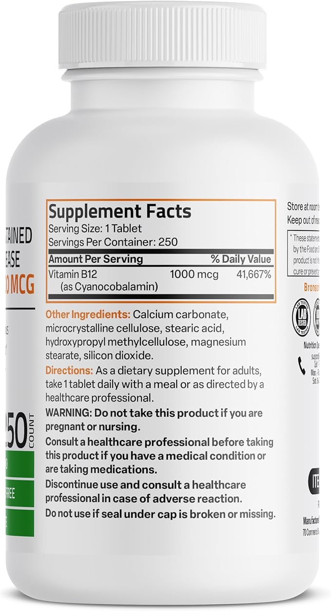Bronson Vitamin B12 1000 mcg (B12 250 Count