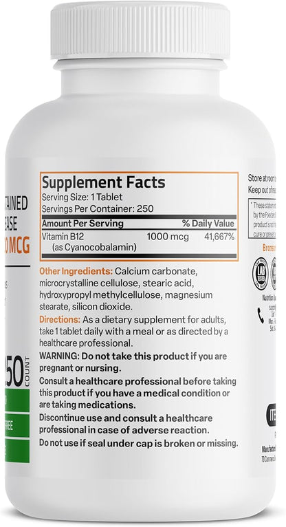 Bronson Vitamin B12 1000 mcg (B12 250 Count