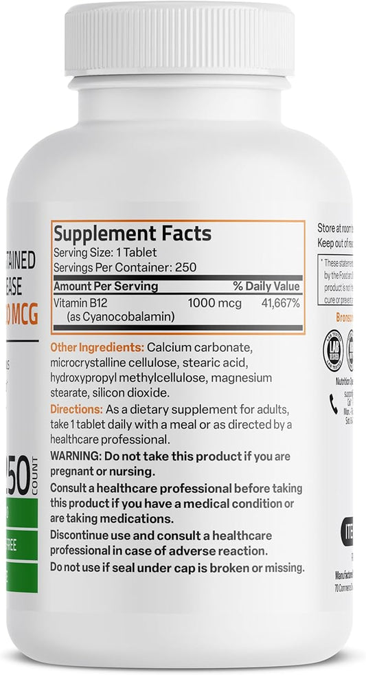 Bronson Vitamin B12 1000 mcg (B12 250 Count