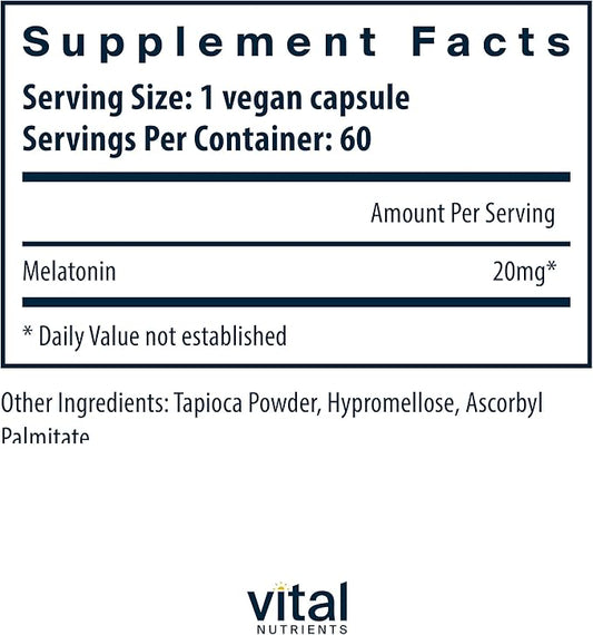Vital Nutrients Melatonin 20mg 60 Capsules