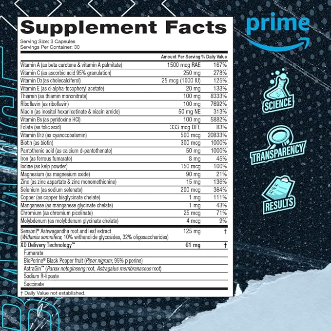 Blue Star Nutraceuticals Vitality for Men - Multivitamin & Mineral Formula for Men who Workout, w/Ashwagandha and B-Vitamins - Energy You’ll Notice - 90 Veggie Capsules