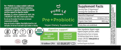 USDA Organic Prebiotic + Probiotic 60 Organicaps