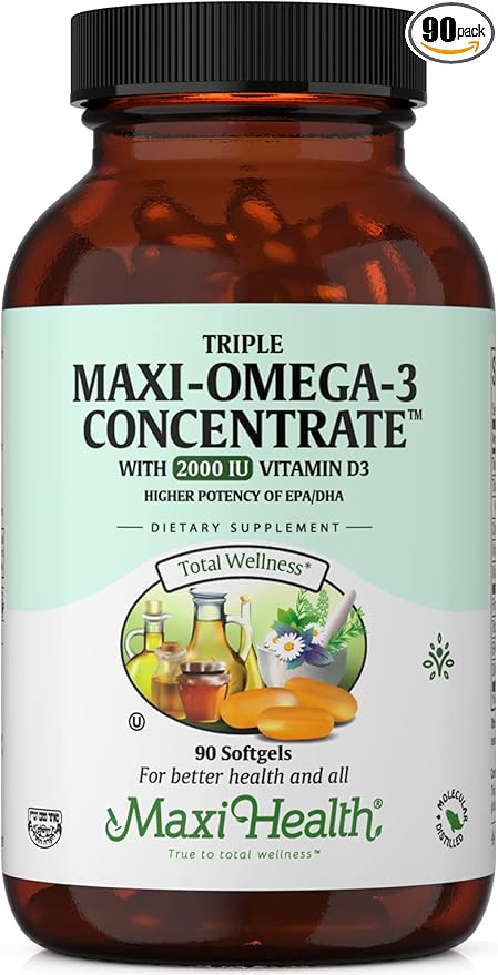 Maxi Health Omega 3 Supplement Omega-3 Fish D3 - 90 Softgels