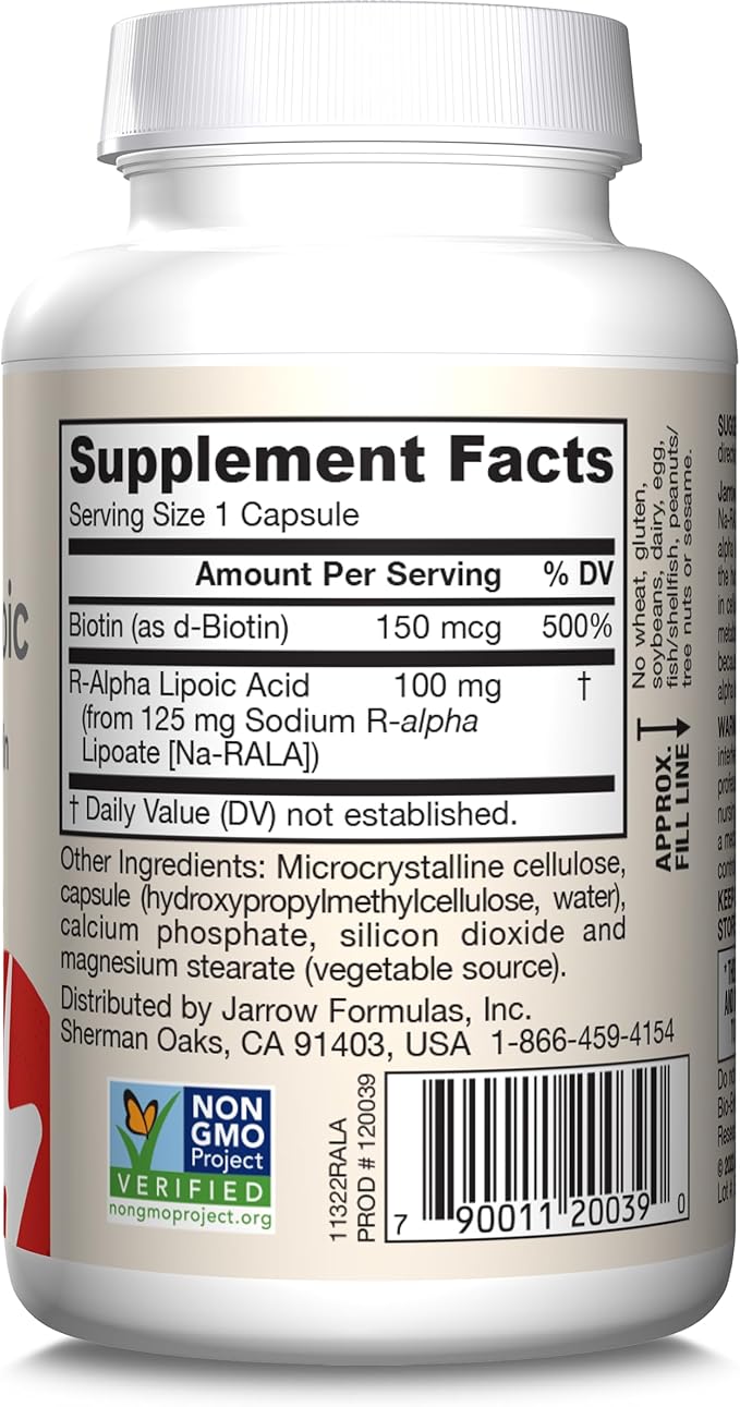 Jarrow Formulas R-Alpha Lipoic Acid 100 60 Veggie 60 Day