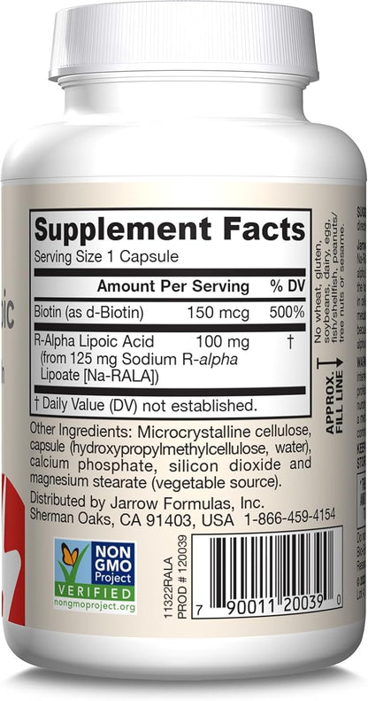 Jarrow Formulas R-Alpha Lipoic Acid 100 60 Veggie 60 Day