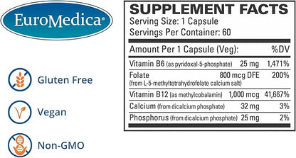 Euromedica Active B Complex 60 Capsules B12, Folate B6 - 60 Servings