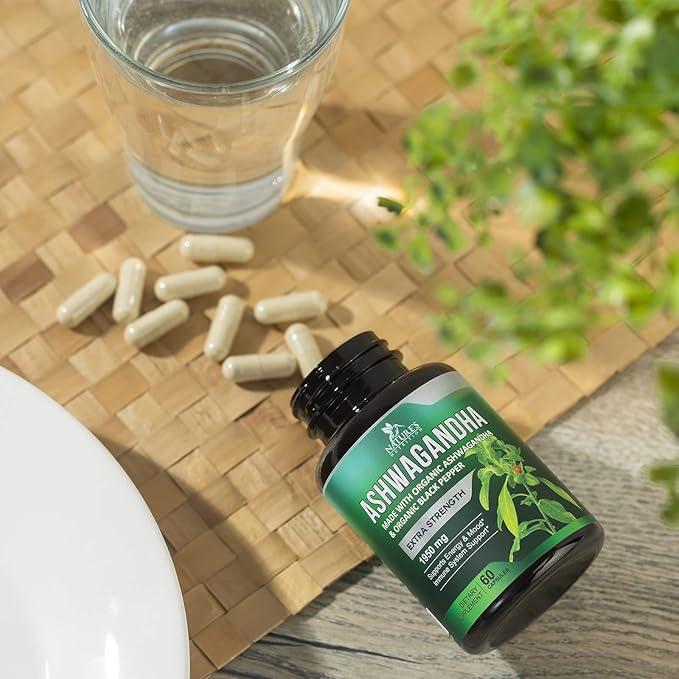 Nature's Nutrition Organic Ashwagandha Capsules Extra 1950mg - 60 Capsules