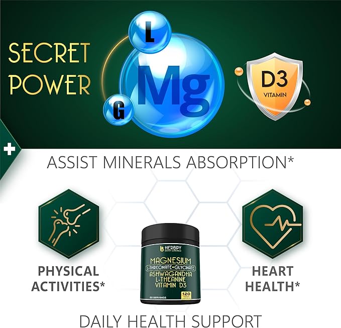 Relaxation & Restful Night with Magnesium D3, Ashwagandha 120 Vegan