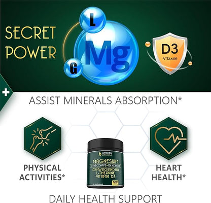Relaxation & Restful Night with Magnesium D3, Ashwagandha 120 Vegan